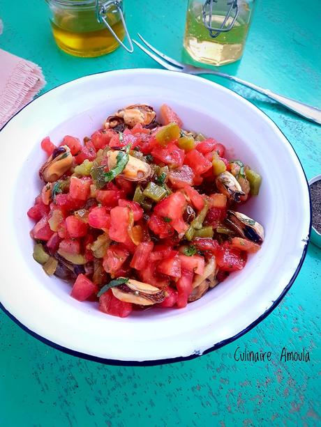 Salade froide marocaine aux poivrons,tomates et moules