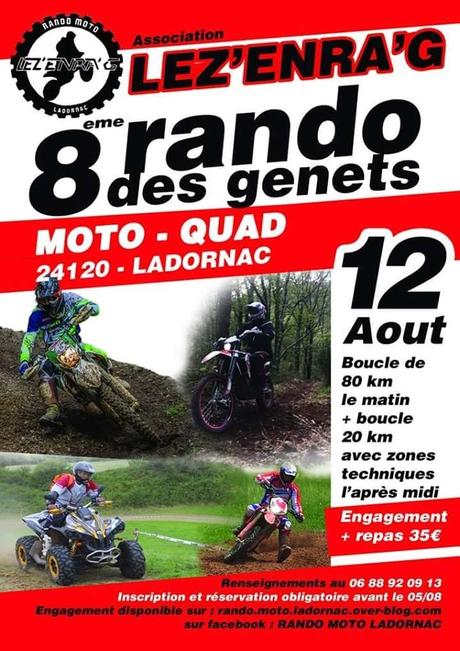 Rando moto et quad de l'Association Lez'enra'g, Rando de Genets de Ladornac (24) le 12 août 2018