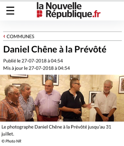 La Prévôté – Saint-Aignan (Loir et Cher) exposition Daniel Chêne  jusqu’au 31 Juillet 2018