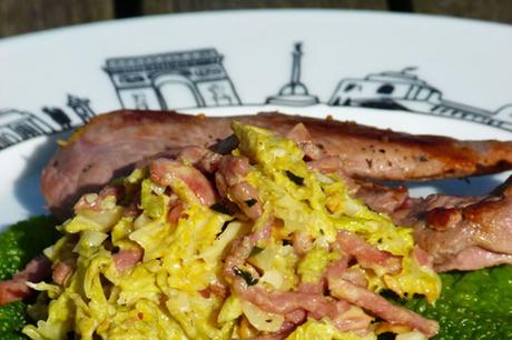 Aiguillettes de canard et chou sauté