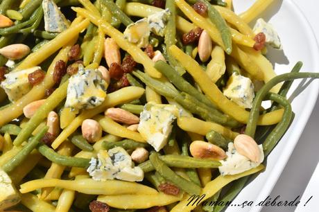 Salade d'haricots verts, amande et bleu d'auvergne