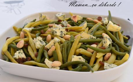 Salade d'haricots verts, amande et bleu d'auvergne