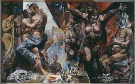 Willi Sitte, Mein Atelier - Widmung an Courbet / My atelier - Dedication to Courbet