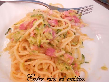 Spaghettis et courgette façon Carbonara 