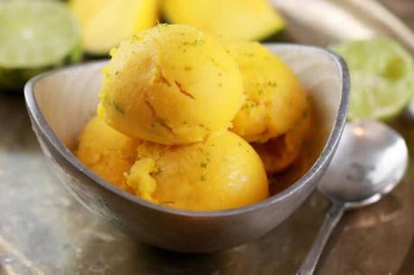 sorbet mangue citron et menthe avec thermomix