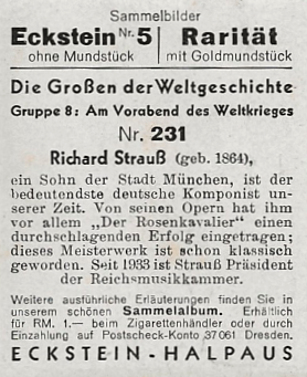 Richard Strauss Sammelbild / Trade card / Chromo Eckstein