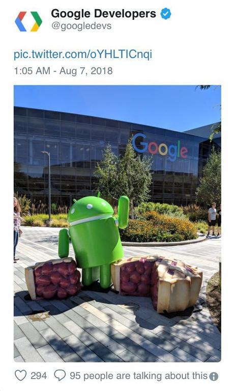Android 9.0 Pie : Google dévoile la statue officielle.