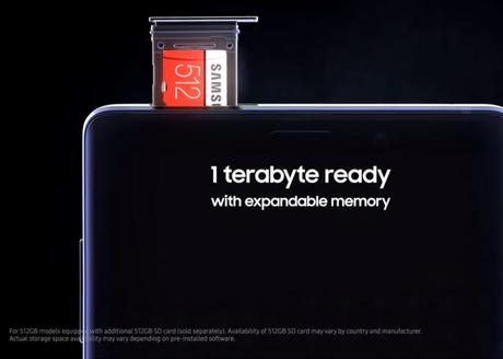 The Note 9 offers 512GB expandable memory.