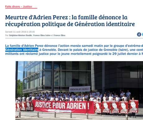 #GénérationIdentitaire tue Adrien Perez une seconde fois