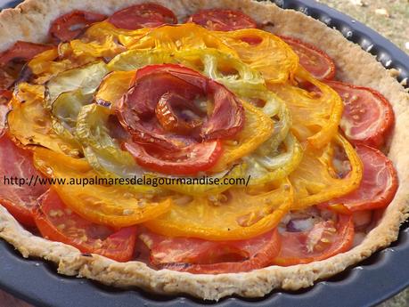 Tarte aux tomates multicolores,compotée d'oignons IG Bas