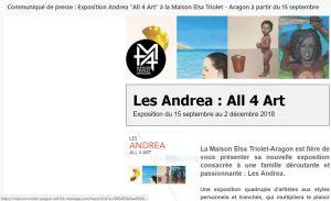 Maison Elsa TRIOLET   » Les Andrea  » All 4 Art  15 septembre au 2 Décembre 2018