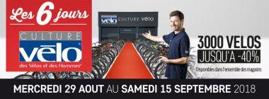 -40% sur 3000 Vélos avec Les 6 jours chez Culture Vélo -40% sur 3000 Vélos avec Les 6 jours chez Culture Vélo