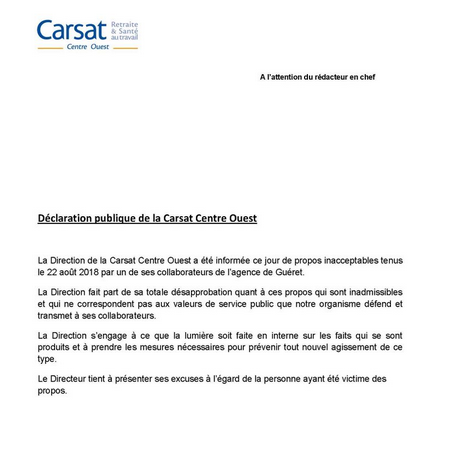 #racisme et #pauvrophobie à la #Carsat de Guéret