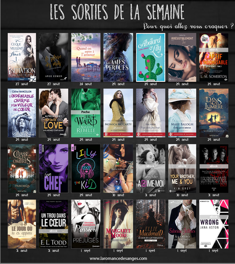 SORTIES DE LA SEMAINE DU 27 AOUT AU 2 SEPTEMBRE