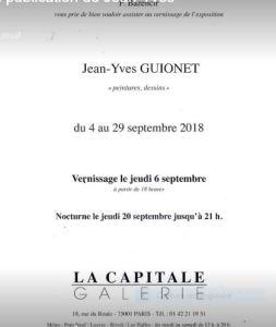 Galerie « La Capitale »  exposition Jean-Yves GUIONET  4/29 Septembre 2018
