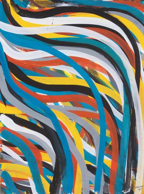 Sol LeWitt, Untitled (Wavy brushstrokes), 1995. Gouache sur papier, 38 x 28.7 cm.