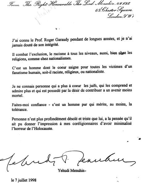 1998, deux autres lettres de Y. Menuhin