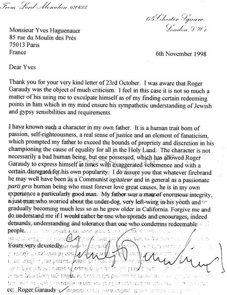 1998, deux autres lettres de Y. Menuhin