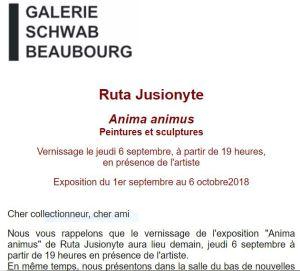 Galerie Schwab Beaubourg   exposition Ruta Jusionyte « Anima animus »