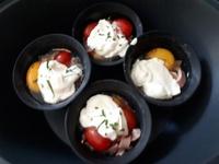 Oeufs cocotte à l'Estragon Bacon et Noisettes Cliquer sur les photographies pour les agrandir