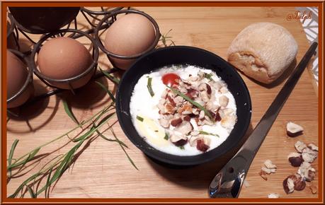 Oeufs cocotte à l'Estragon Bacon et Noisettes Oeufs cocotte à l'Estragon Bacon et Noisettes