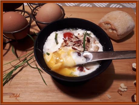 Oeufs cocotte à l'Estragon Bacon et Noisettes Oeufs cocotte à l'Estragon Bacon et Noisettes