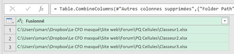 Power Query Dossier Fusionner Chemin