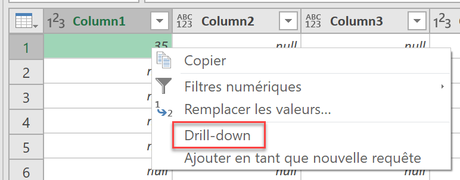 Power Query Drill Down