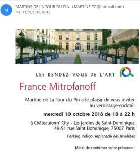 « Les Rendez-vous de l’Art »  exposition France MITROFANOFF