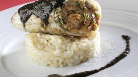 Recette Encornets farcis à l’encre façon risotto Recette Encornets farcis à l’encre façon risotto