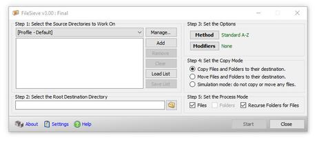 FileSieve - filtrer/organiser/copier/déplacer des fichiers