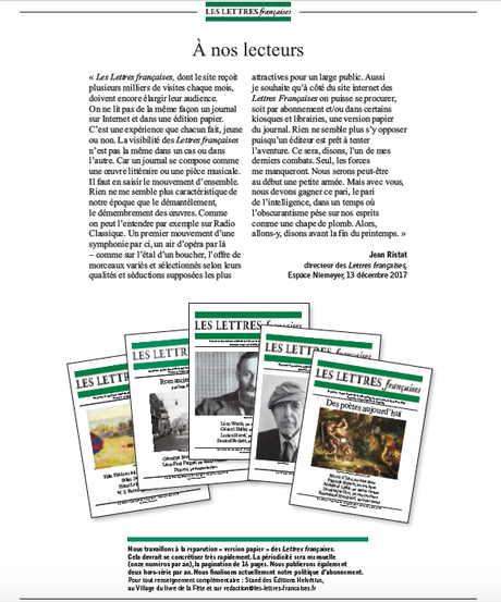 Abonnement à la version papier des Lettres françaises