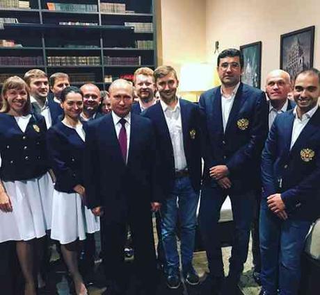 L'équipe d'échecs de Russie pour les Olympiades de Batoumi soutenue par Vladimir Poutine à Sotchi - Photo ©  Alexandra Kosteniuk