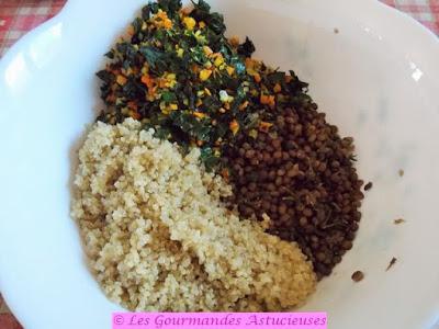 Galettes quinoa-lentilles-chou-noix (Vegan)