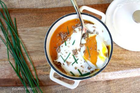 Velouté froid de carottes, crème fouettée à la verveine