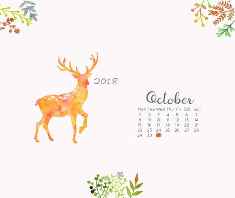 Calendrier octobre 2018 – October 2018 wallpaper calendar