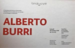 Galerie TORNABUONI  exposition Alberto BURRI  19 Octobre/22 Décembre 2018