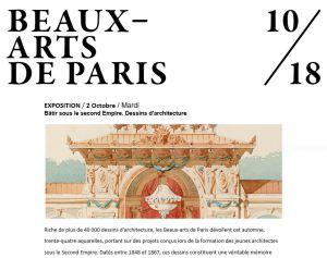 Beaux-Arts de Paris  10/18  « Bâtir sous le second Empire. dessins d’architecture – à partir du 2 Octobre 2018