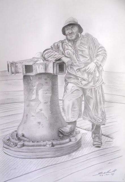 portrait dessin pêcheur vieux loup de mer