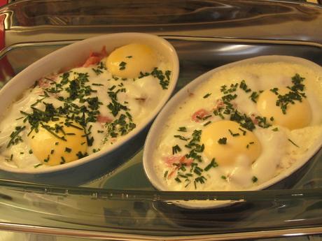 Oeufs cocotte au reblochon/chorizo