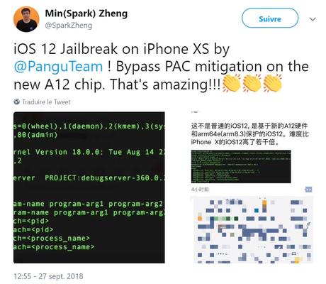 Le jailbreak iOS 12 de l’iPhone XS réussi par la team PanGu