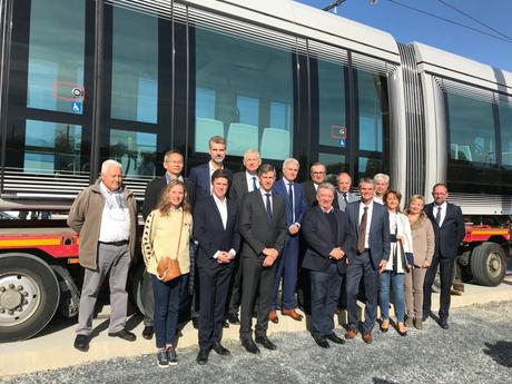 Caen la mer - Projet tramway - La première rame est arrivée - Lundi 8 octobre 2018 !