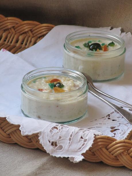 Riz au lait aux fruits confits macérés au Kirsch