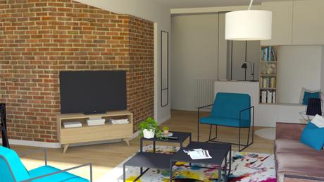 Un salon familial et fonctionnel par Jessica Venancio pour Teva Deco - 3D photoréaliste