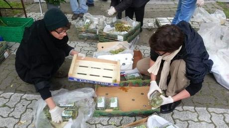 Récupérez gratuitement à la fin du marché les produits jetés par les vendeurs !