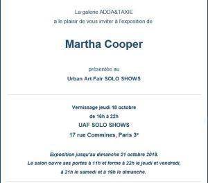 Galerie ADDA&TAXIE   exposition Martha COOPER   Uaf Solo Shows à partir du 18 Octobre 2018