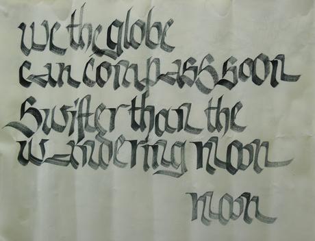 Mise en place calligraphique....Then, my Queen....