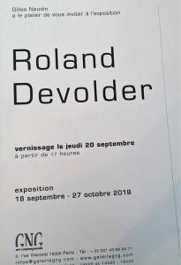Galerie G N G  exposition Roland Devolder jusqu’au 27 Octobre 2018