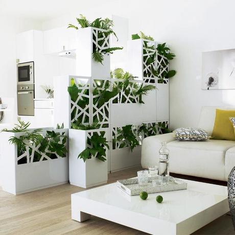 cloison meuble végétal blanc ajouré salon plante blog deco clem around the corner