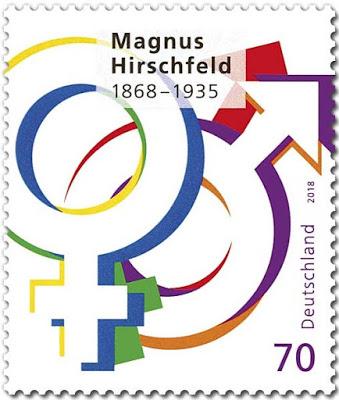 Timbre commémoratif émis à l'occasion du 150ème anniversaire de la naissance de Magnus Hirschfeld